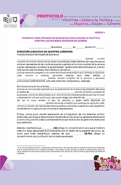 Descarga el Formato para Presentar Denuncias por Violencia Política contra las Mujeres en Razón de Género